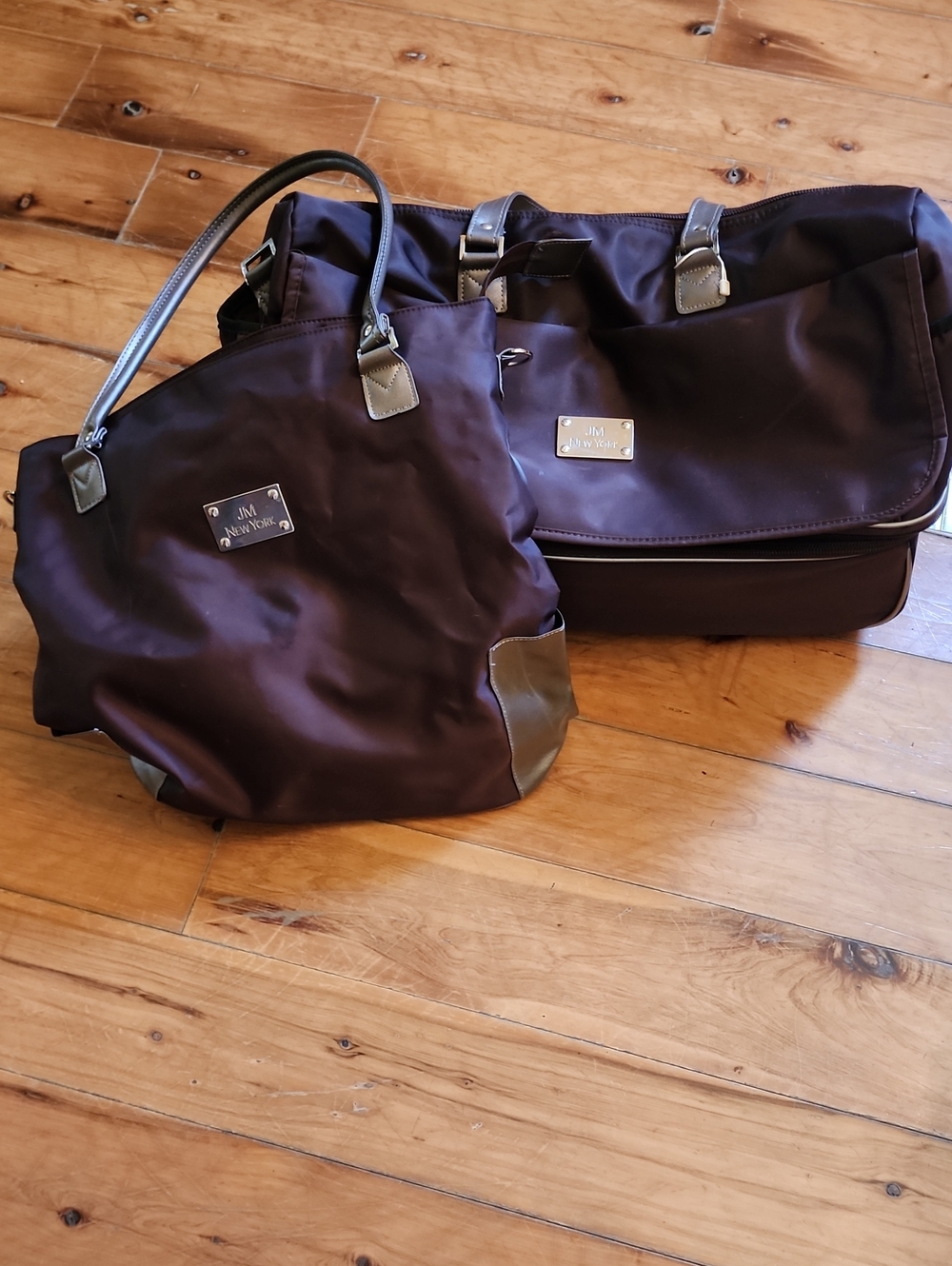 JM New York Dark Brown Travel Tote and Weekender Set
